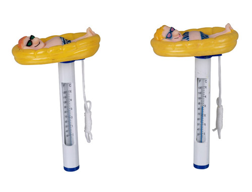 Floating sun bather thermometer